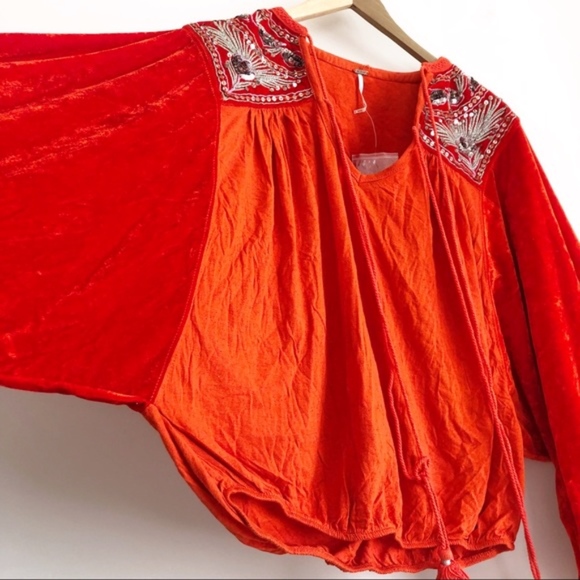 Free People Red Embroidered Top - Picture 8 of 8